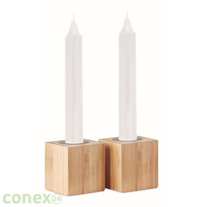 Stojak bambusowy z 2 świecami PYRAMIDE